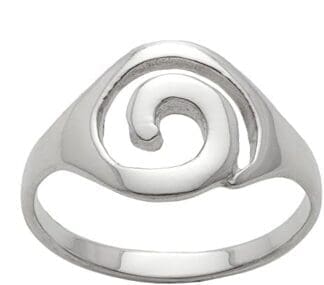 Silverly Anillo Mujeres en Plata de Ley .925 Simple Espiral Redonda Abierta