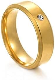YAHOYA 6mm Oro cúbico Zirconia Acero Inoxidable Hombres y Mujeres Anillos Novia Compromiso de Boda Joyería de Moda Letras Personalizadas Regalo - Imagen 6