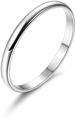 KALVICA Anillos Mujer Plata de Ley 925 Personalizado Anillo Fino de Compromiso 2mm Anillo de Bodas de Pareja Plata Joyería Delicado de Promesa y Día Valentín Regalo para Parejas Talla 9-27