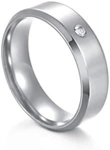 YAHOYA 6mm Oro cúbico Zirconia Acero Inoxidable Hombres y Mujeres Anillos Novia Compromiso de Boda Joyería de Moda Letras Personalizadas Regalo - Imagen 5