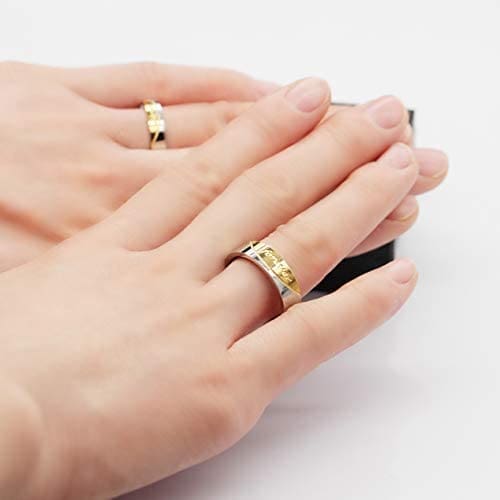 Uloveido Titanio Acero Inoxidable Oro Love Forever Anillo 6mm Hombres y 4mm Mujeres Alianzas de Boda CR058 - Imagen 2