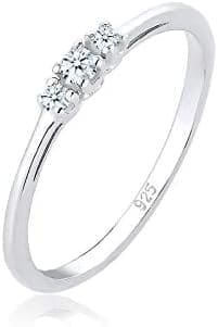 Elli PREMIUM Anillos Compromiso para Mujer con Diamantes 0,07 quilates Confeccionado en Plata de Ley de 925