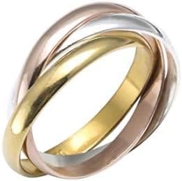 Silverly de Mujer Plata de Ley .925 Chapado en Oro Amarillo Rosa Estilo Ruso Triple Banda Pulido