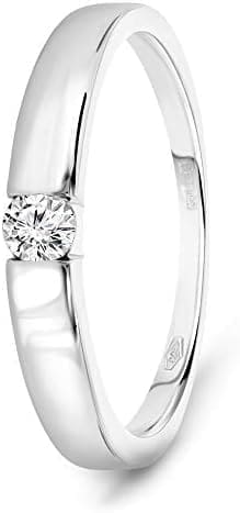 Miore anillo-solitario de compromiso oro blanco 9 kt con diamante talla brillante 0,10 ct