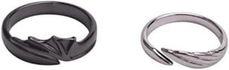 Bopfimer Anillos Anillos de Pareja Anillos de Pareja de y Joyas Anillos de Pareja Anillos de Hombres y Mujeres (Color Negro y Plateado) 2 Piezas