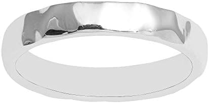 Shine Jewel Sortija con Textura martillada Lisa de Plata de Ley 925
