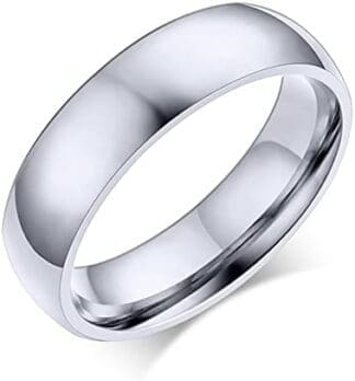 VNOX Personalizado Personalizado 5mm Ancho Rosa de Oro Plateado de Acero Inoxidable Simple Anillo de Pareja Anillo de Boda para Las Mujeres de Los Hombres, Grabado Gratuito