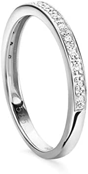 Orovi Anillo para mujer de oro blanco de 0,05 quilates con 16 diamantes, anillo brillante de oro 585