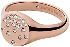 Skagen Anillo de sello para mujer, de Skagen, de acero inoxidable en tono oro rosa, SKJ1485791