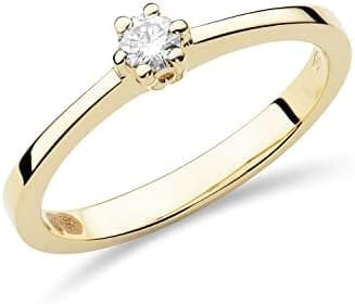 Miore anillo de compromiso solitario con 6 garras y diamante de 0,10 quilates en oro blanco/oro amarillo de 14 quilates 585