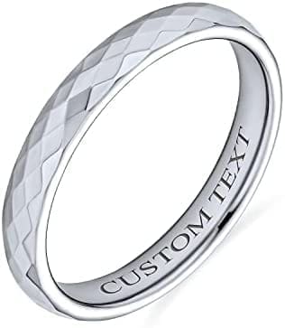Bling Jewelry Unisex Parejas Múltiples Facetas Prisma De Corte De Titanio Anillos De Boda Para Hombres Para Mujeres Tono Plata Comfort Fit Medio Ancho 3 5 6 8Mm