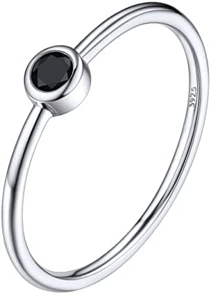 Silvora Anillo de Enternidad Alianza Plata Adolescente Promesa con Diamantes Redondos / Corazón, Talla 7-27 (9 Opciones), Viene con Caja de Regalo