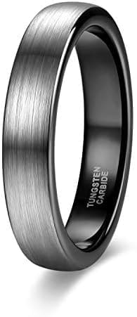 Zakk Anillo para Hombre y Mujer, 4 mm, tungsteno, Anillo de Compromiso, alianzas de Boda, Anillos de Pareja, cepillados, Negro y Azul, Talla 47 a 69