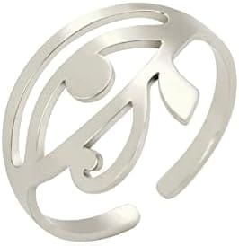 LIKGREAT Anillo Ojo de Horus Anillo Ajustable Egipcio Antiguo Egipto Horus Ojos de Ra Anillo Abierto Amuleto de la Suerte Protección Joyería de Acero Inoxidable para Hombres Mujeres