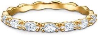 Swarovski Anillo Vittore Marquise, Blanco, Baño De Oro