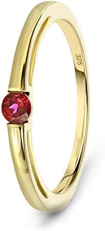 Miore anillo solitario de compromiso en oro amarillo de 9kt 375 con rubí rojo