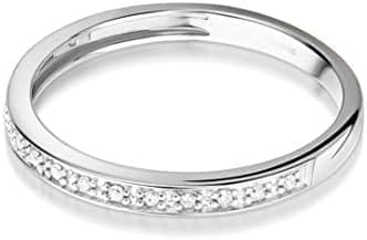 Orovi Anillo para mujer de oro blanco de 0,05 quilates con 16 diamantes, anillo brillante de oro 585 - Imagen 2