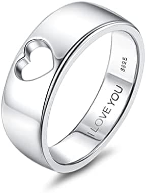 ADRAMATA Anillo Plata de Ley 925 Mujer Hombre Anillo Corazón Mariposa Anillo Compromiso Promesa Boda Anillos Mejores Amigos Anillo Pareja