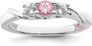 Anillo de cóctel Joanna de plata de ley con topacio de Swarovski transparente y rosa