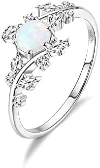 KRFY 925 Anillo Banda Opal de Plata Esterlina para Mujer Compromiso Boda Anillo de Aniversario Eternidad