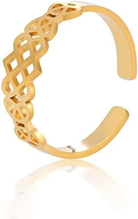 kkjoy Anillo de Nudo Celta de Acero Inoxidable Anillos de Dedo Abierto Ajustable Anillo de Wiccan Brujas Nudo para Mujeres