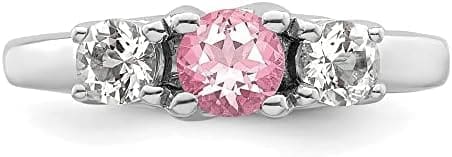 Anillo de cóctel de plata de ley con topacio de Swarovski transparente y rosa - Imagen 4