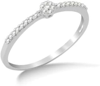 United One - Anillo de oro blanco de 9 quilates con diamante (.13)