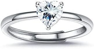 KALVICA Corazón Anillos Mujer Plata de Ley 925 Anillo de Compromiso Anillos Promiso Anillo Alianzas con Zirconia Cúbica Ajustable Aniversario Joyería Personalizada
