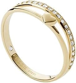 Fossil All Stacked Up Anillo de Mujer en Acero Inoxidable, Dorado