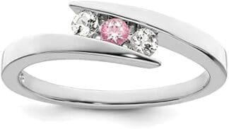 Anillo de cóctel de plata de ley con topacio de Swarovski transparente y rosa