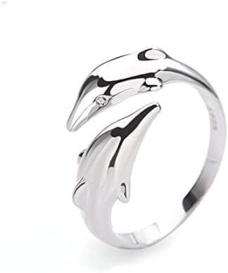 Saturey Anillos Ajustables de delfín de Plata de Ley 925, joyería de Fiesta for Mujer