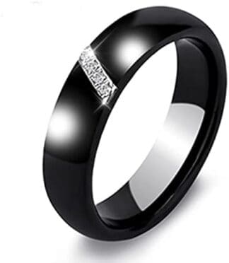 DarryDooly 6mm Mujeres Anillos cerámicos Mujeres clásico Negro Anillos Blancos Suave India Piedra Cristal joyería Moda Anillo de Compromiso