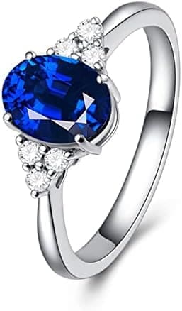 Bellitia Jewelry Anillo Ajustable Mujer Plata de Ley 925 con Esmeralda Verde, Anillos con Piedra Artificial de Nacimiento de Forma Oval