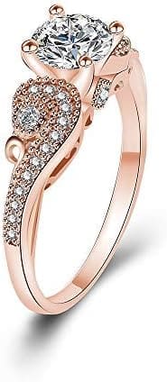 YAZILIND Oro Rosa Plateado Cubic Zirconia Anillo de Banda de Compromiso de Boda Mujeres Regalo de la Joyería