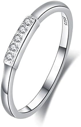 Anillo Mujer Plata de Ley 925 con Circonita Anillo Plata Esterlina 925 Circonio Mujer Minimalista Anillos Compromiso Boda Alianzas Aniversario Anillos CZ Plata 925 Mujer Anillos Regalo Aniversario