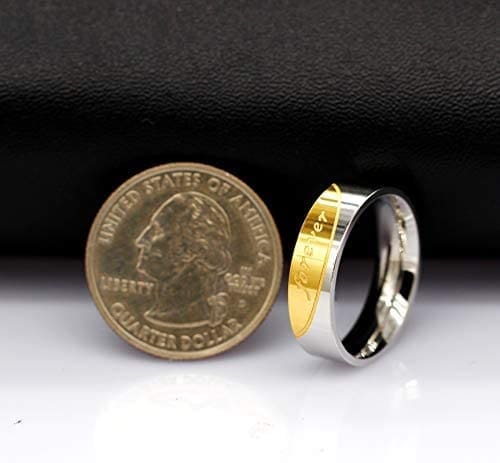 Uloveido Titanio Acero Inoxidable Oro Love Forever Anillo 6mm Hombres y 4mm Mujeres Alianzas de Boda CR058 - Imagen 6