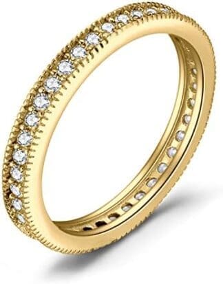 JewelryPalace Marquesa Anillo Mujer Plata Oro 14k Oro Rosa, Banda Boda Apilable de Moda con Circonita, Alianzas Boda Anillos Niña Eternity con Piedra, Joyas de Mujer Conjunto Anillos Talla 7-26