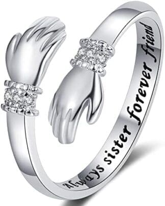 GiMlY Anillos Mujer Plata De Ley,Anillo Touscon Circonita Anillo Compromiso Alianzas Boda De Circonita Cúbica Abrazo Anillo,Fashion Love Abran Anillos Anillos Tous Ajustable para Parejas,