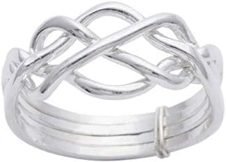 Silverly Anillo Hombre Mujere Plata de Ley .925 Puzzle Desmontable Modular Nudo Celta 4 Bandas Amor