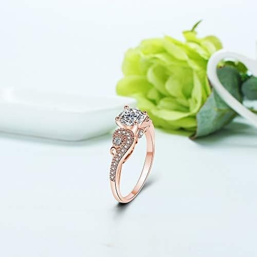 YAZILIND Oro Rosa Plateado Cubic Zirconia Anillo de Banda de Compromiso de Boda Mujeres Regalo de la Joyería - Imagen 4