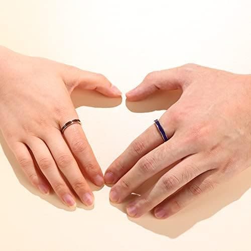 Adramata Anillo Plata de ley 925 para Mujer Hombre Anillo de Humor con Cambio de Color Anillo Hecho a Mano 3/4MM Alianzas de Boda de Compromiso Promesa Anillos para Parejas Plata Anillo Mujer - Imagen 4