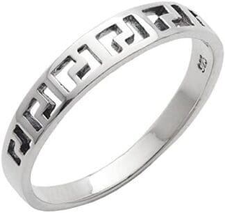 Silverly Anillo Mujeres en Plata de Ley .925 Banda Enrarece el Diseño L Key Banda Símbolo Griego