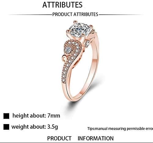 YAZILIND Oro Rosa Plateado Cubic Zirconia Anillo de Banda de Compromiso de Boda Mujeres Regalo de la Joyería - Imagen 5
