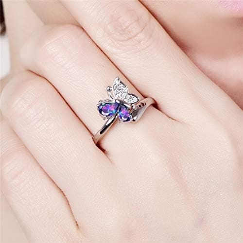 YAZILIND 925 Plata esterlina Mariposa Forma cúbica Zirconia Declaración Compromiso Anillos de Boda Mujeres Aniversario joyería - Imagen 5