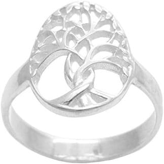 Silverly Anillo Mujeres en Plata de Ley .925 Pulido Símbolo Celta Palabra Honor Oval Árbol Vida