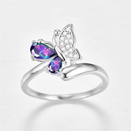 YAZILIND 925 Plata esterlina Mariposa Forma cúbica Zirconia Declaración Compromiso Anillos de Boda Mujeres Aniversario joyería - Imagen 3