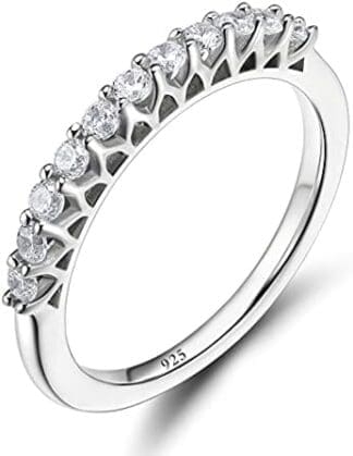 Plata de Ley 925 Zirconia cúbico Half Eternity banda de anillo, compromiso, boda