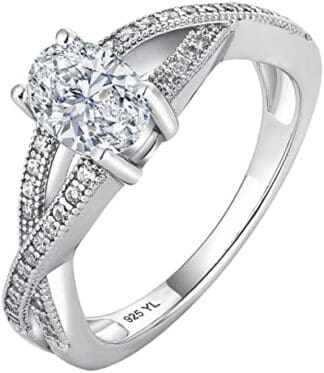 YL Anillo de Compromiso Anillo Infinito Plata de Ley 925 con Circonio Ovalado Anillo de Bodas para Mujeres de Novia