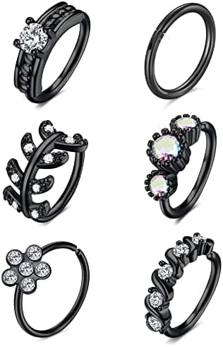 MODRSA Piercing Nariz Anillo Acero Inoxidable 20 Gauge Nose Hoop Rings Nostril Septum Piercing Donna Aros Piercing Nariz Diámetro 8MM Nose Piercing