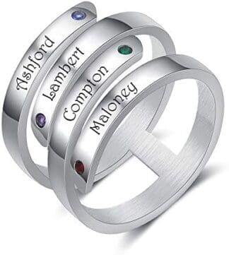 kaululu Anillo Mujer Personalizado con Nombre Anillo Cruz in Acero inoxidable Mujer con Familia Bff Nombre de la Madre Grabado Personalizadas Regalo Cumpleaños Para Madre Mujer